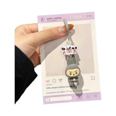 Imagem de Chaveiro De Boneca Flocada Labubu, Pingente Com 7 Estilos, Corrente Fo