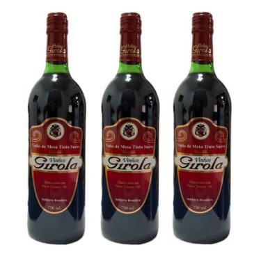 Imagem de Vinho girola tinto de mesa suave uva bordo garra de vidro 750ml kit 03