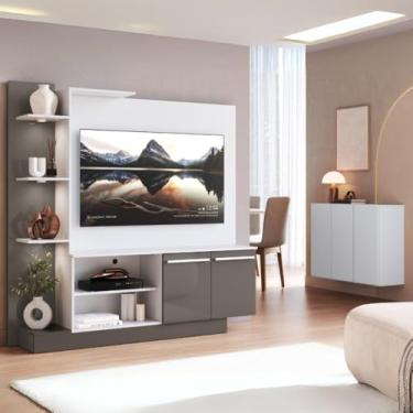 Imagem de Rack Com Painel Para Tv Até 55 Polegadas E Aparador 3 Portas Multimóveis Mp1097 Branco/lacca Fumê