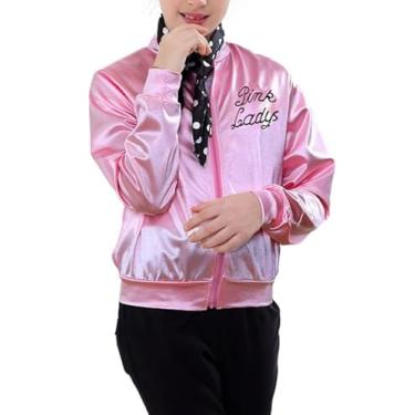 Imagem de Jaqueta feminina de cetim rosa anos 50 da INTERMING para crianças meninas tamanho 6-14, Style-1, 8
