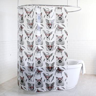 Imagem de Splash Home Woodland Creatures PEVA 5G Plástico, forro leve com 12 furos de metal à prova de ferrugem 183 cm, resistente à prova d'água, cortinas de chuveiro para banheiro, 180 x 182 polegadas,