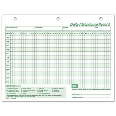 Imagem de NextDayLabels - Registros de histórico de presença diária de funcionários, cartões tamanho carta (25 formulários)