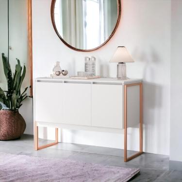 Imagem de Buffet Design Industrial 3 Portas Turim Branco Cobre