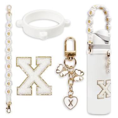 Imagem de Conjunto de pingentes de letras fofas compatível com garrafa de água Owala 680 g, 946 ml, 1,134 g, copo de café Owala Kids, Owala FreeSip – Inclui alça de alça, para acessórios Owala & Stanley Cup