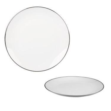 Imagem de Prato fundo Legacy Silver em porcelana D20,5cm cor branca Borda Preto 