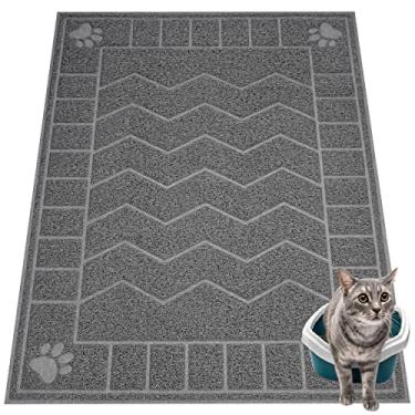 Imagem de Motsamla Tapete de areia para gatos, tapete de armadilha de areia macio em patas de gatinho, 120 x 89 cm, tapete de caixa de areia de gatinho para pisos mais limpos, impermeável, fácil de limpar,