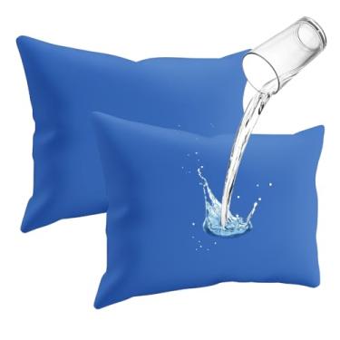 Imagem de Capa Protetora de Travesseiro Impermeável, 100% à Prova d'Água, Conjunto com 2 Unidades (Azul, 4 capas)