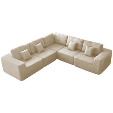 Imagem de Kit Sofá Modular 5 Lugares Moderno Curvo Orgânico Adapt Bouclé - Doce 