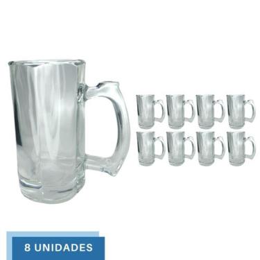 Imagem de 8 Caneca Restaurante Vidro Grosso Chopp Cerveja 380ML - PRATICASA, 0 G
