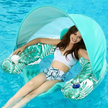 Imagem de Flutuador de piscina com dossel Jasonwell inflável para adultos