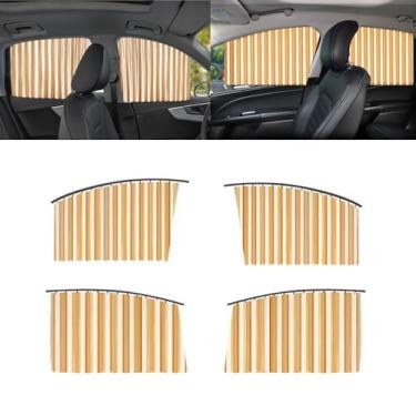 Imagem de MOXRUQ 4 peças de persianas de janela de carro, cortinas de privacidade automática de pista lisa, persiana de janela lateral, persianas de privacidade de carro, cortinas de proteção de brilho U-V de