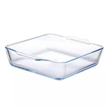 Imagem de Assadeira Travessa Refratária Pequena de Vidro Quadrada com Alça 400ml (1)