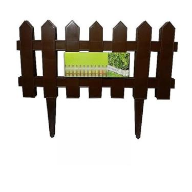 Imagem de kit Cerca Jardim Plástico Tipo Madeira Marrom 1,21 mts Cercas Decorativas