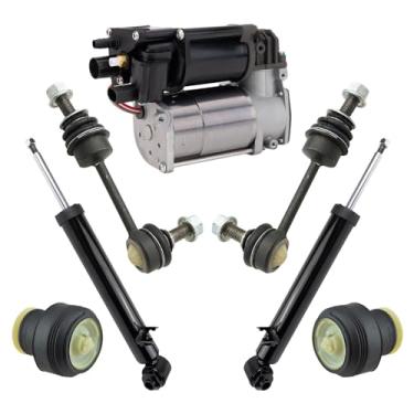Imagem de TRQ Kit de suspensão a ar traseira, compressor de suspensão pneumática, amortecedor, barra oscilante, estabilizador, link compatível com BMW X5 2014-2018 2015-2019 X6