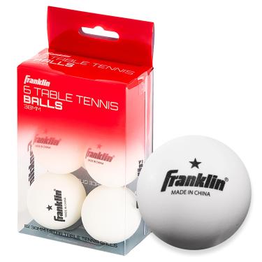 Imagem de Franklin Sports Bolas de pingue-pongue - Bolas de tênis de mesa brancas - 38 mm peso oficial + tamanho - qualidade profissional de uma estrela - pacote com 6 - branco