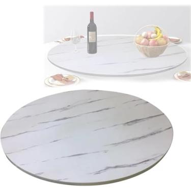 Imagem de Prato Giratório Grande Lazy Susan De 40in Para Tampo De Mesa, Bandeja De Servir Rotativa De Madeira Com Base Silenciosa, Prato De Servir De Mesa De Jantar Redonda Pa, White, 60cm/24inch