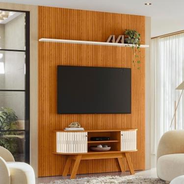 Imagem de Rack Bancada Com Painel Silverstone Cinamomo/off White Para Tv Até 75” - Madetec