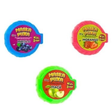 Imagem de Kit 3 unidade Goma De Mascar Em Fita Maskapuxa Kids Zone 39g