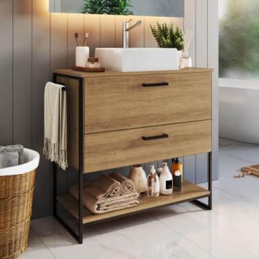 Imagem de Gabinete de Banheiro 80cm Industrial com Cuba Satto Mel Z54 - Mpozenat