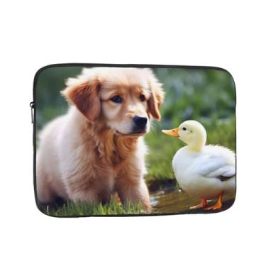 Imagem de Capa para laptop, bolsa de transporte de cachorro e pato, capa protetora para notebook de 17 polegadas