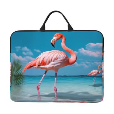 Imagem de Capa para laptop flamingo na água, bolsa para laptop, capa protetora para notebook de 14 polegadas