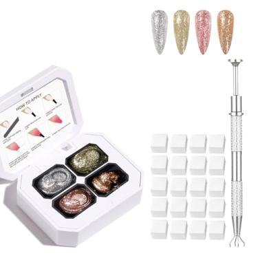 Imagem de finger secret Conjunto de 4 cores de esmalte de gel ombre, gel de pintura gradiente para unhas com 20 esponjas de unhas para arte de unhas 3D em salão ou uso doméstico (OMBER1)