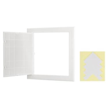 Imagem de PATIKIL Painel de acesso para drywall 25 x 25 cm, 1 conjunto de plástico ABS capa de orifício de parede porta de acesso com fita dupla face para teto de parede elétrica, branco