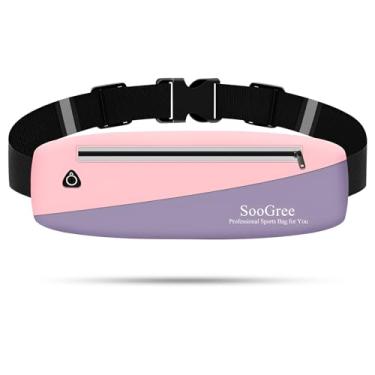 Imagem de SooGree Pochetes finas para mulheres e homens, pochete à prova d'água com tira refletiva ajustável, cinto de corrida para esportes, treino, ciclismo, caminhada, carteira casual com as mãos livres