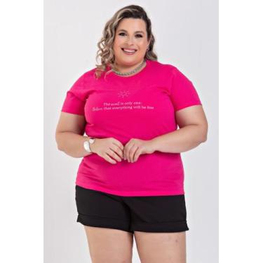 Imagem de T-shirt Feminina Plus Size Malha Algodão Estampada "THE SECRET IS ONLY