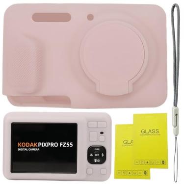 Imagem de SZHSYJY Capa para acessórios Kodak PIXPRO FZ55, FZ55, capa protetora de silicone macio, capa de lente removível, vem com 2 protetores de tela e 1 alça de pulso. (rosa gelatina)