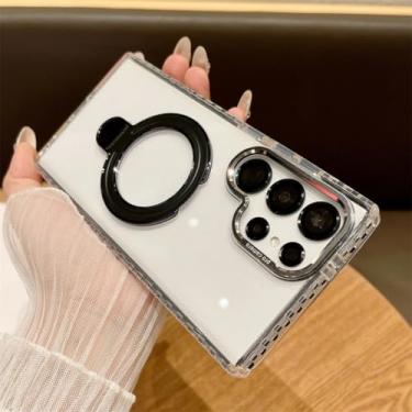 Imagem de Capa para Samsung S24Ultra transparente, à prova de choque, com suporte magnético e capa (para Samsung S24Ultra/preta)