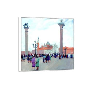 Imagem de BMZFYBS Quadro branco - Pintura de parede famosa em tela - Imagens para decoração de casa - 3 pôsteres e impressões de Veneza 30 x 30 cm 12 x 12 pol