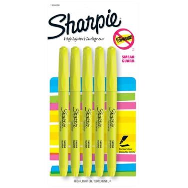 Imagem de SHARPIE Cinzel estreito amarelo fluorescente, pacote com 5