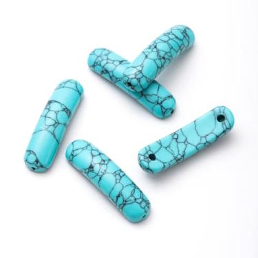 Imagem de 5 peças de pedra turquesa natural retangular contas curvas pingentes de pedras preciosas conectores para pulseira faça-você-mesmo Neclace joias fabricação