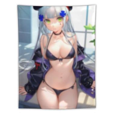Imagem de LIEGBMEU Sexy Bikini Hot Anime Girl Tapeçaria 152.4 cm x 203.2 cm Interior Exterior Wall Quilt Art Decoração de Tapeçaria Caprichosa, AF012