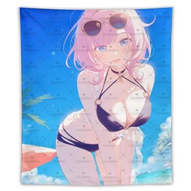 Imagem de LIEGBMEU Tapeçaria Pinup Girl Sexy Hot Anime Girl 127.0 cmx152.4 cm Arte de Colcha de Parede Decoração de Tapeçaria Caprichosa Aa041