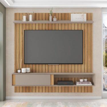 Imagem de Painel Sirius Ripado 180cm para TV até 65 com Ripado MDF Buriti/Cacao 