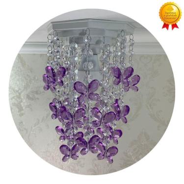 Imagem de Lustre Borboleta Lilás - Decoração Quarto Bebê