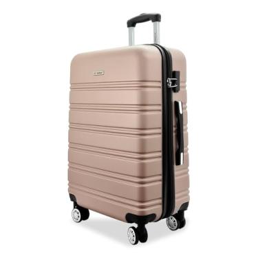 Imagem de Mala de Viagem Rígida ABS, 23kg, 4 Rodas Giratória 360°, Trava com Segredo, Divisória Interna, Mala para Despacho (ROSÉ EXPANSIVA A3M)