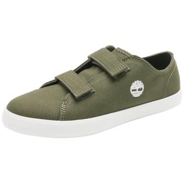 Imagem de Timberland Tênis unissex Newport Bay Hook & Loop (Junior), dk grn cnvs, 39 EU