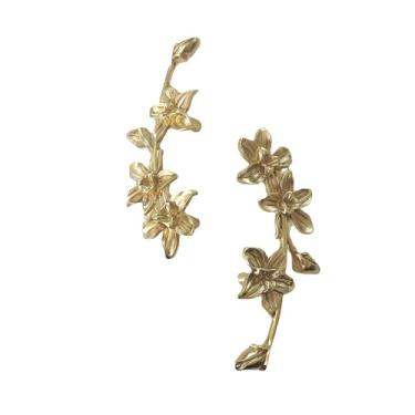 Imagem de 1 peça de latão em forma de flor com dois furos para porta de gaveta, puxador de gaveta em forma de flor, puxador de cab