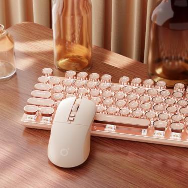 Imagem de EWEADN Combo de teclado e mouse de máquina de escrever com fio, teclado mecânico para jogos estilo máquina de escrever, 104 teclas retroiluminadas, botão de controle de mídia, teclado com fio