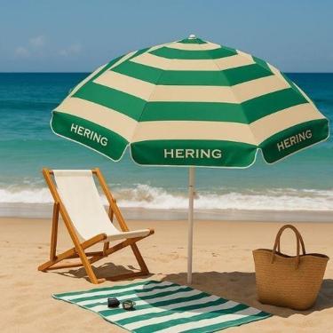 Imagem de Guarda-Sol Hering Praia Dobrável Listrado Grande Resistente-Unissex
