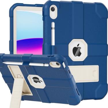 Imagem de Stweap Capa para iPad (A16) 11ª geração 11 polegadas 2025/iPad 10ª geração 10,9 polegadas 2022, capa protetora resistente resistente [suporte de lápis embutido] para iPad 11/10 geração (azul misto)