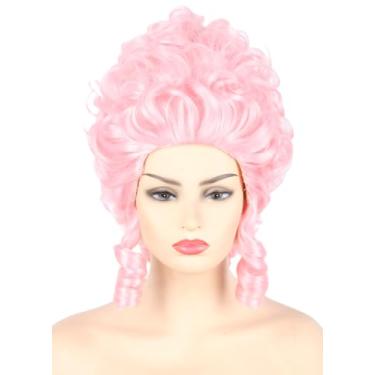 Imagem de Topcosplay Peruca Drag Queen de colmeia rosa em pó para mulheres, meninas, bouffant, barroco, renascentista, curto, encaracolado