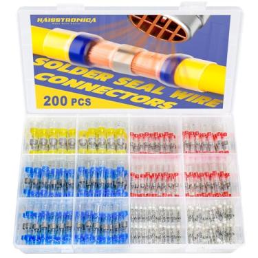 Imagem de Conectores de fio de vedação de solda 200 peças Haisstronica à prova d'água Conectores de fio de solda - Conectores de bumbum de encolhimento de calor para marinha, aeronaves, barcos, caminhões, estereóis, elétricos, junta (20amarelo 50 branco 65 vermelho 65 azul)haisstronica 200PCS vermelho HX4F7