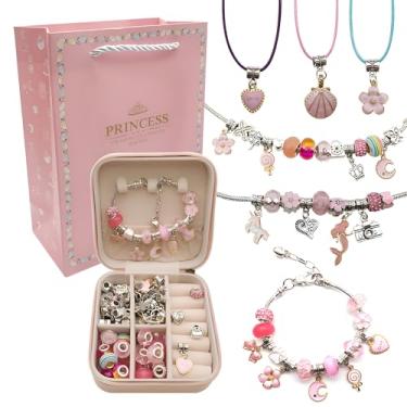 Imagem de Kit Joia Pulseira Miçangas Berloques Diy Bracelete Princesas