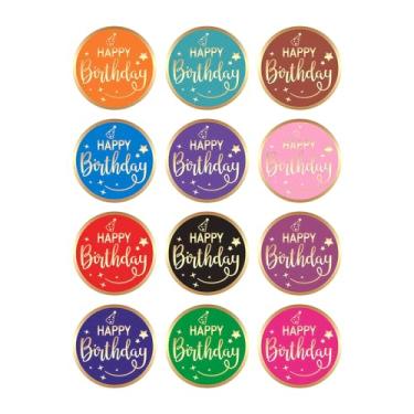 Imagem de 120 peças de adesivos redondos de folha dourada para carimbos, adesivos autoadesivos de feliz aniversário, selos, adesivos de presente circular, para envelopes, sacolas de presente, lembrancinhas de