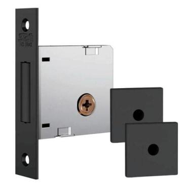 Imagem de Fechadura Auxiliar Trava Stam 1004 Inox Roseta Quadrada Preto - STAM M