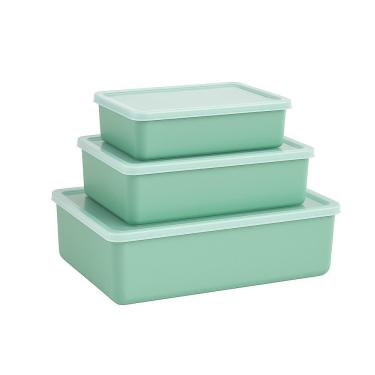 Imagem de Kit Jogo 3 Potes Recipientes Multiuso Com Tampa Translucida Marmita P M G Lanche Fitness Verde